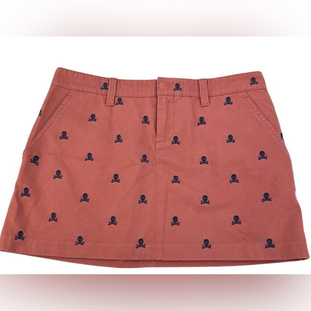 RARE* VINTAGE Ralph Lauren Rugby Skull Crossbones MINI Chino SKIRT Size 4